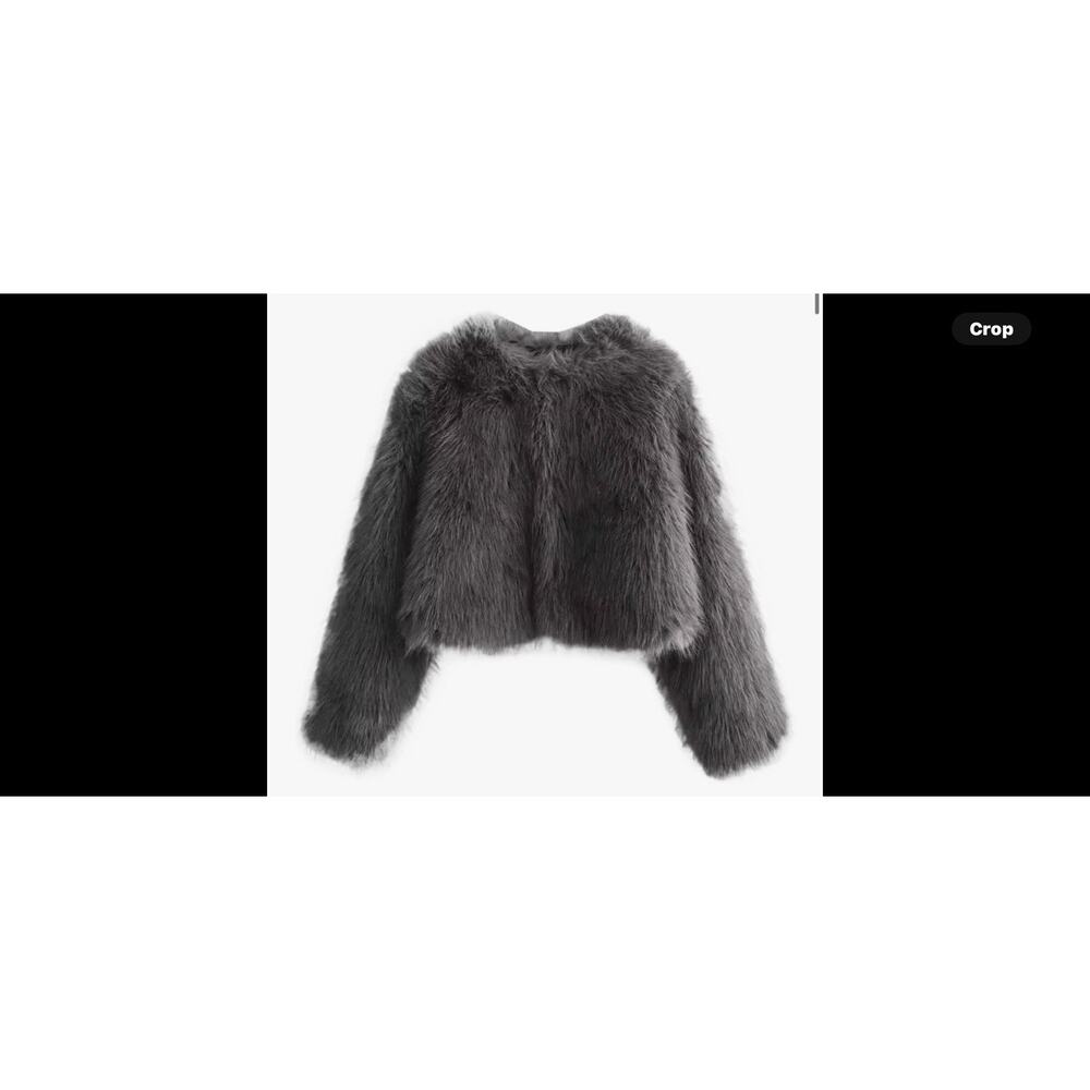 V Neck Women's Faux Fur Coats Short Jacket Loose Thicken Outwear Luxury Black